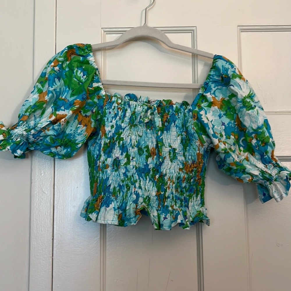 Faithfull the brand puff sleeve crop top